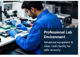 Data recovery laboratory technician working on HDD