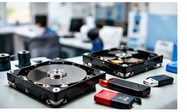 Hard drives and USB devices in a data recovery lab